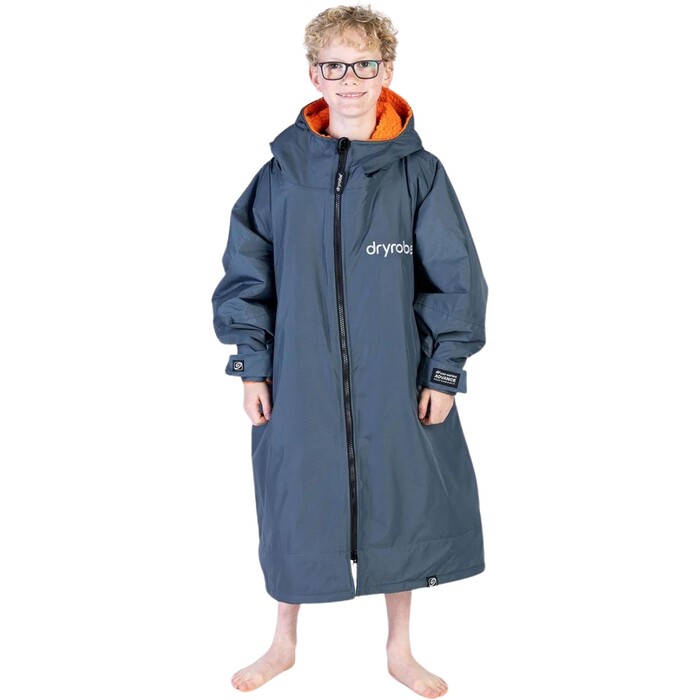 2024 Dryrobe Advance Junior Cambio De Manga Largo Robe V3KSLSDA - Gris Oscuro / Orange