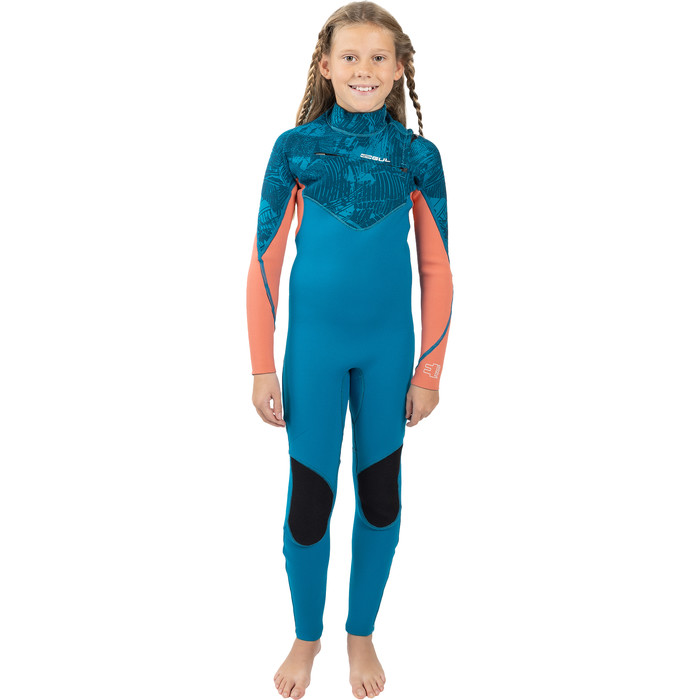 2024 Gul Junior Response Echo 3/2mm Chest Zip Neopreno RE1329/C2 - Teal / Coral