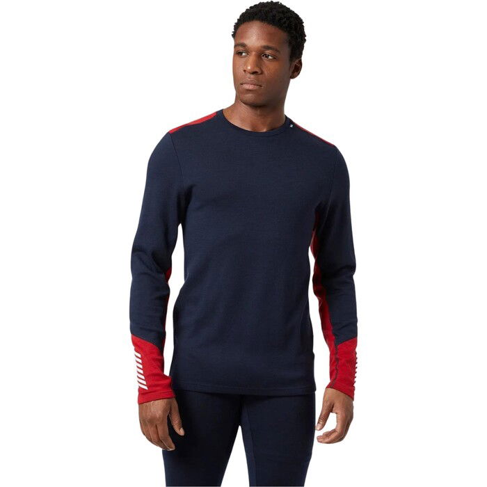 2024 Helly Hansen Hombres Lifa Merino Midweight Crew Base Layer 49364 - Navy