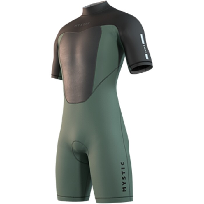 2025 Mystic Mens Brand 3/2mm Back Zip Flatlock Shorty Wetsuit 35000.250035 - Dark Olive