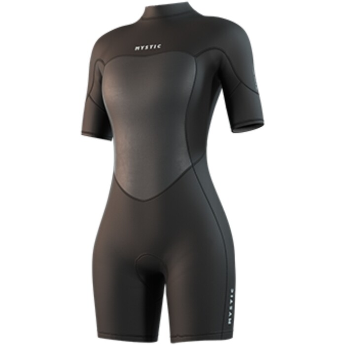 2025 Mystic Womens Brand 3/2mm Back Zip Flatlock Shorty Wetsuit 35000.250064 - Black