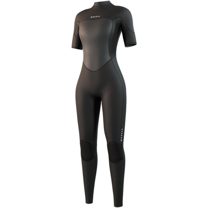 2025 Mystic Womens Brand 3/2mm Short Arm Back Zip Flatlock Wetsuit 35000.250062 - Black