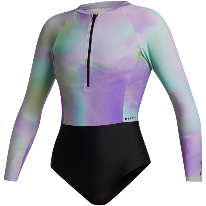 2024 Mystic Womens Jayde Long Sleeve Front Zip One Piece Swimsuit 35001.240181 - Purple / Green