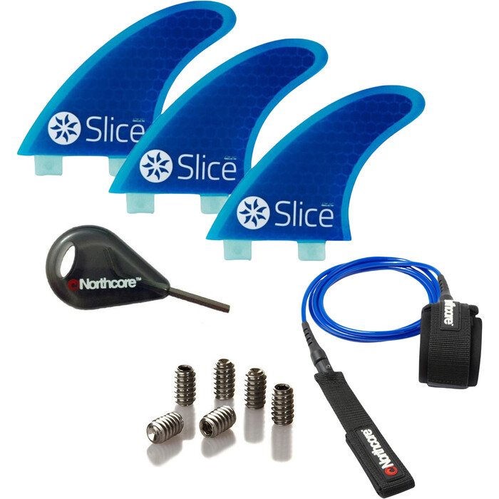 2024 Northcore S5 FCS Aletas Y 6ft Leash Surfboard Essentials Bundle SLI-02 - Blue