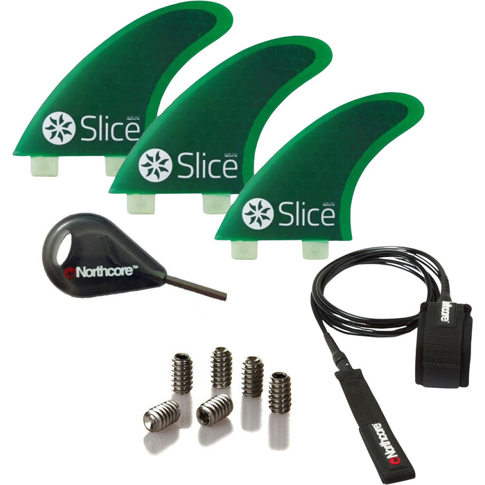 2024 Northcore S5 FCS Aletas Y 6ft Leash Surfboard Essentials Bundle SLI-02 - Verde / Black