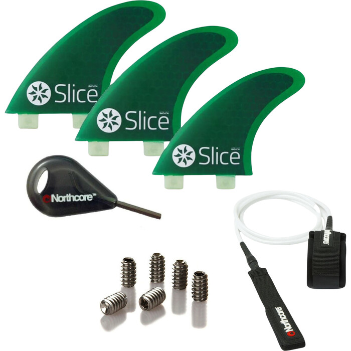 2024 Northcore S5 FCS Fins & 7ft Leash Surfboard Essentials Bundle SLI-02 - Green / White