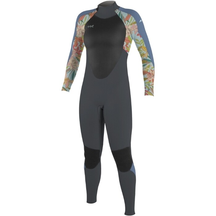 2024 O'Neill Girls Epic 3/2mm Back Zip Wetsuit 4215BG - Graphite / Dahlia / Infinity