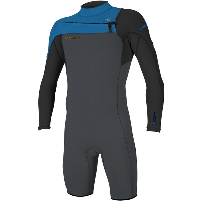 2024 O'Neill Mens Hammer 2mm Chest Zip Long Sleeve Shorty Wetsuit 4928 - Graphite / Black / Ocean