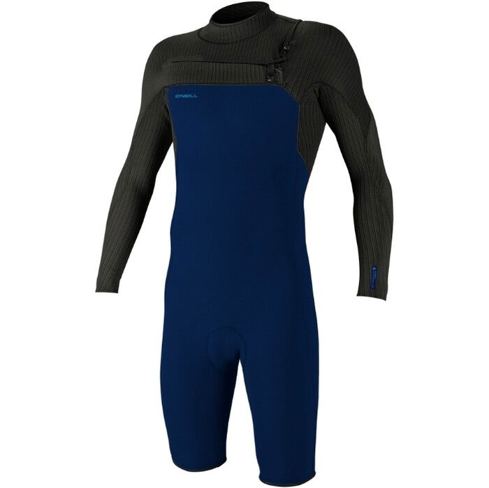 2024 O'Neill Mens Hyperfreak 2mm Chest Zip Long Sleeve Shorty Wetsuit 5496 - Navy / Raven