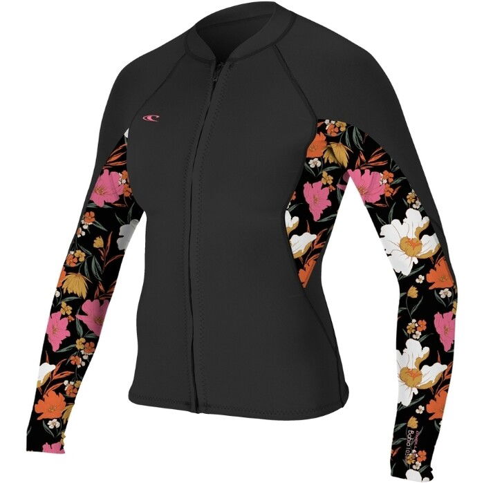 2024 O'Neill Mujer Bahia 1/ 0.5mm Chaqueta Con Cremallera Completa 4933 - Black / BlueMchen