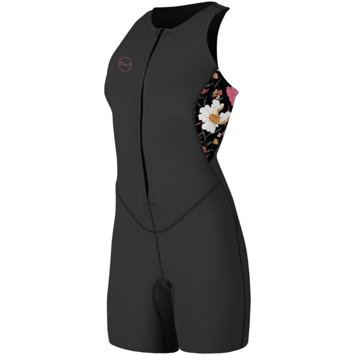 2024 O'Neill Womens Bahia 1.5mm Sleeveless Front Zip Shorty Wetsuit 5614 - Black / BlueMchen