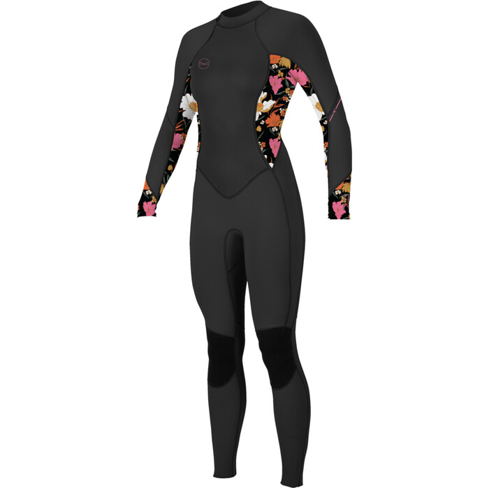 2024 O'Neill Mujer Bahia 3/2mm Back Zip Neopreno 5292 - Black / Bluemchen