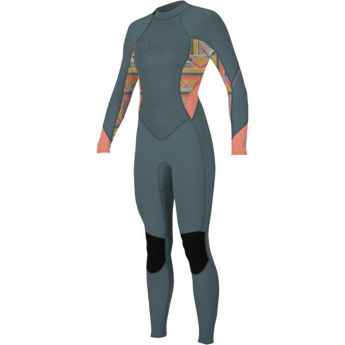 2024 O'Neill Womens Bahia 3/2mm Back Zip Wetsuit 5292 - Shade / Arta Geo / Burnt Coral