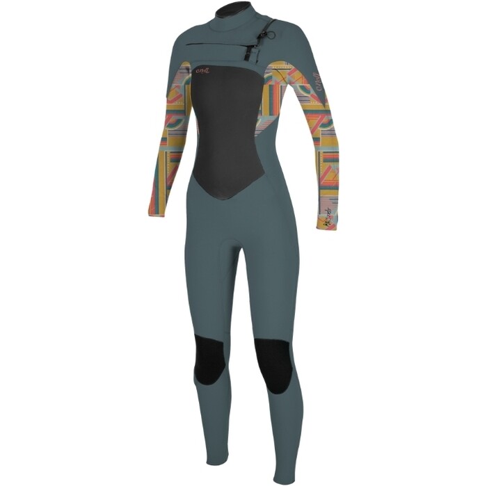 2024 O'Neill Womens Epic 3/2mm Chest Zip Wetsuit 5355 - Shade / Arta Geo