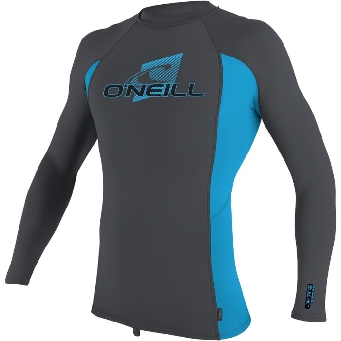 2024 O'Neill Youth Premium Skins Long Sleeve Rash Vest 4174 - Graphite / Sky