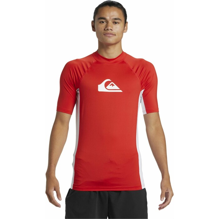 2024 Quiksilver Mens Everyday Comp UV50 Short Sleeve Rash Vest AQYWR03141 - High Risk Red