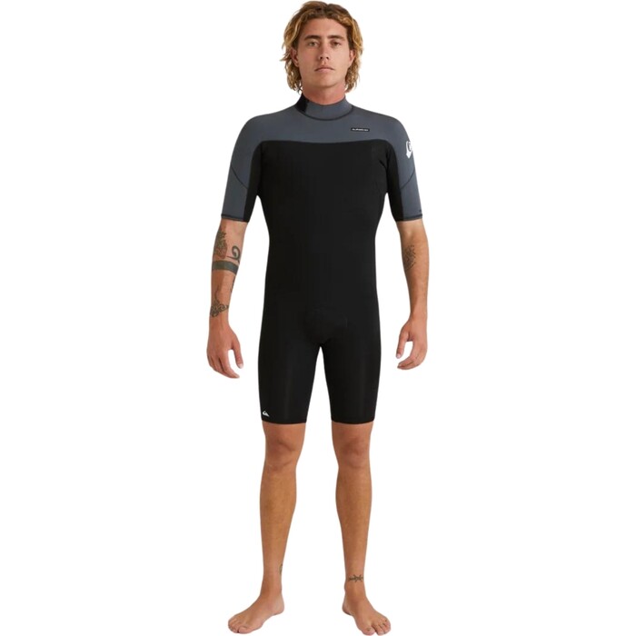 2024 Quiksilver Mens Everyday Sessions 2mm Back Zip Shorty Wetsuit EQYW503031 - Black / Gun Metal