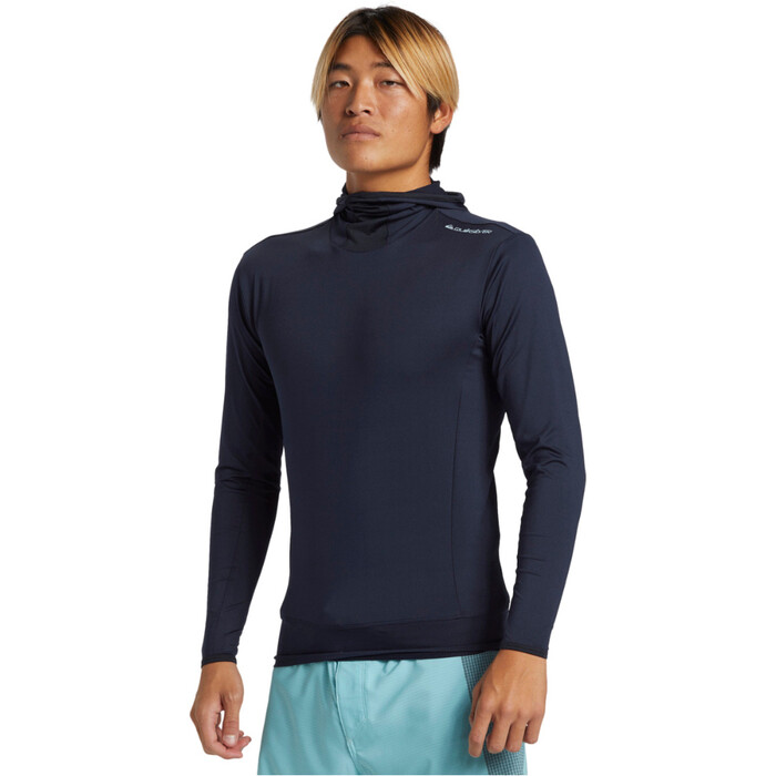 2024 Quiksilver Hombres Highline Camiseta De Surf De Manga Larga Con Capucha UPF 50 AQYWR03145 - Dark Navy