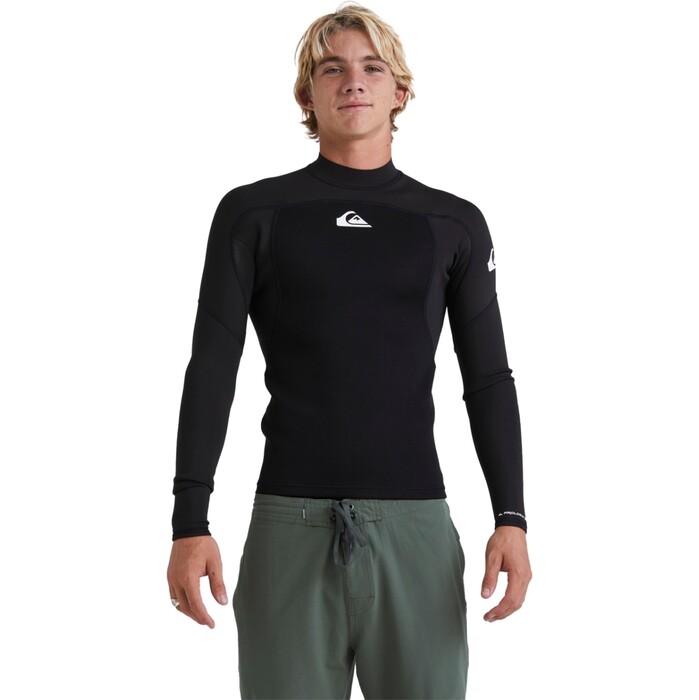 2024 Quiksilver Hombres Prologue 1mm Top De Neopreno De Manga Larga EQYW803048 - Black