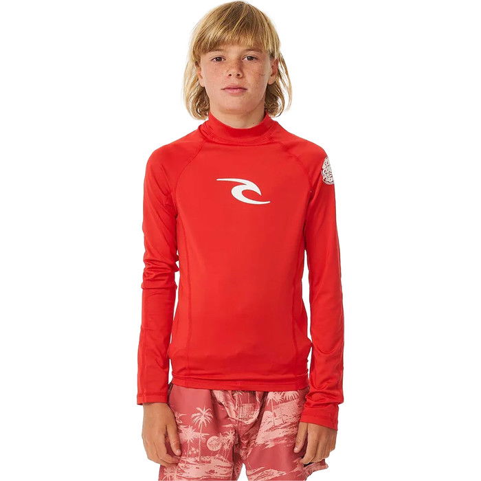 2024 Rip Curl Chicos Brand Wave UPF Chaleco De Lycra De Manga Larga 122BRV - Red