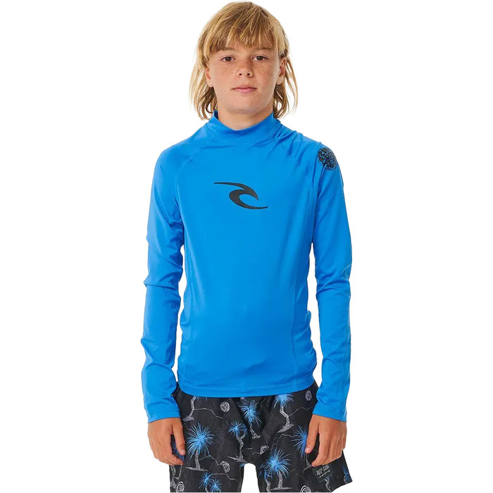 2024 Rip Curl Boys Brand Wave UPF Long Sleeve Rash Vest 122BRV - Blue Gum