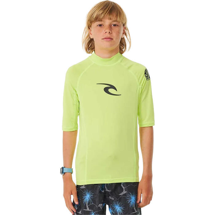 2024 Rip Curl Chicos Brand Wave UPF Chaleco De Lycra De Manga Corta 121BRV - Lime