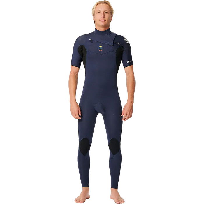 2024 Rip Curl Hombres Dawn Patrol Performance 2mm Manga Corta Chest Zip Neopreno 15LMFS - Dark Navy