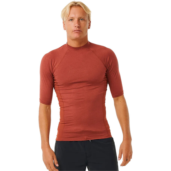 2024 Rip Curl Hombres Dawn Patrol Performance UPF Chaleco De Lycra De Manga Corta 14BMRV - Red Marle