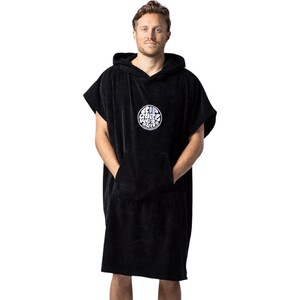 2024 Rip Curl Mens Logo Hooded Towel Changing Robe / Poncho 00GMTO - Black