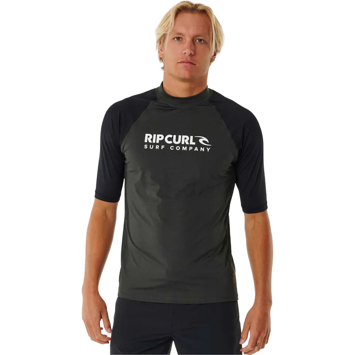 2024 Rip Curl Hombres Shock UV Chaleco De Lycra De Manga Corta 147MRV - Black Marled