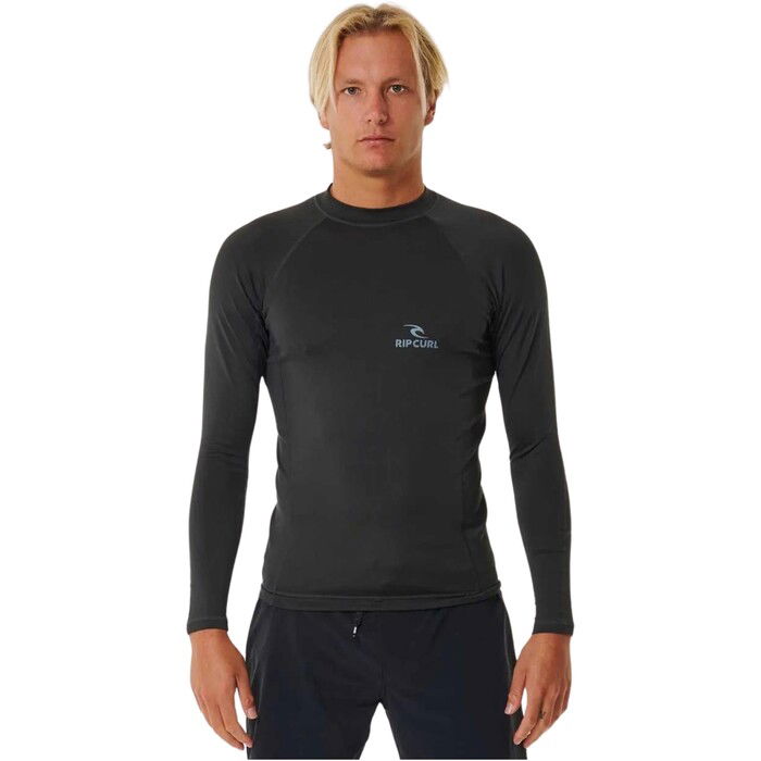 2024 Rip Curl Mens Stack UPF Perf Long Sleeve Rash Vest 148MRV - Washed Black