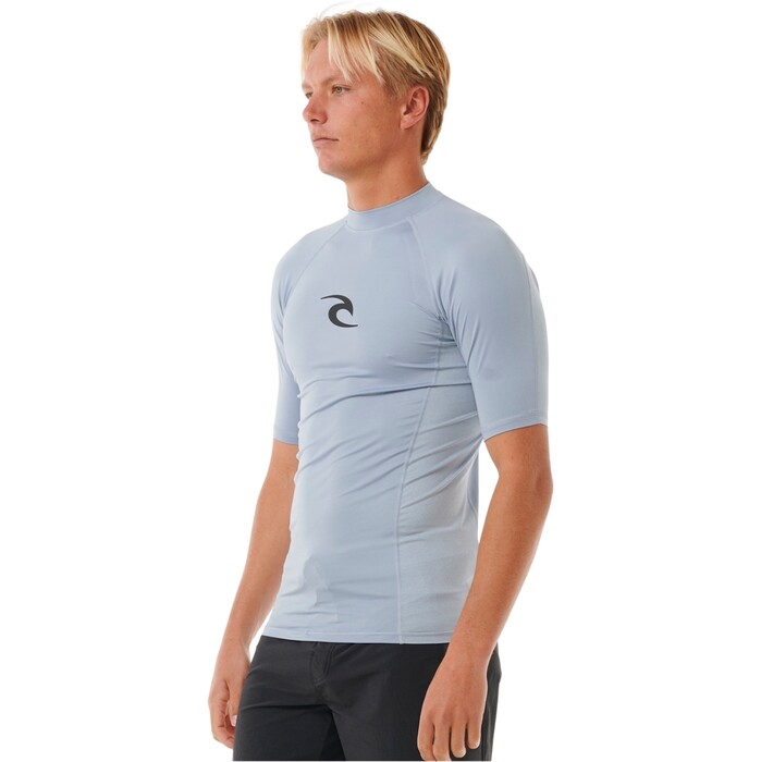 2024 Rip Curl Mens Waves UPF Perf Short Sleeve Rash Vest 142MRV - Sparky Blue