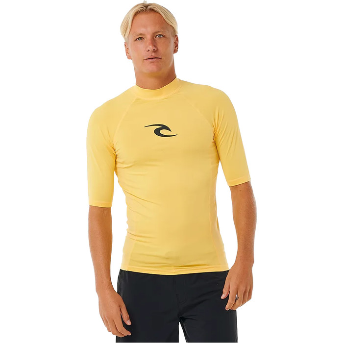 2024 Rip Curl Hombres Waves UPF Performance Chaleco De Lycra De Manga Corta 142MRV - Yellow