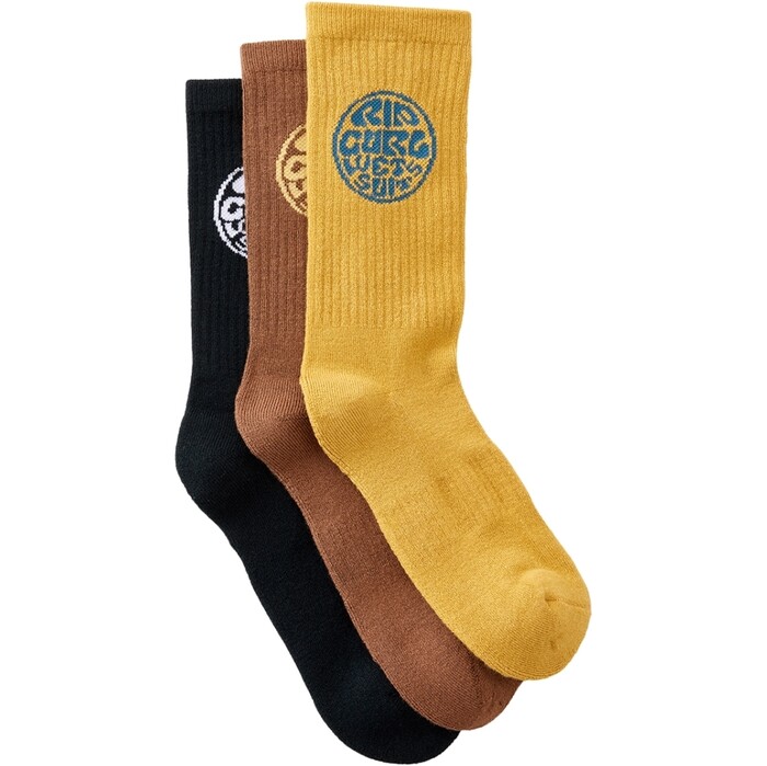 2024 Rip Curl Mens Wetty Crew Sock 3-PK 009MSO - Dusted Chocolate