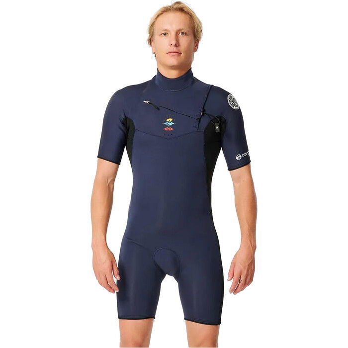 2024 Rip Curl Mens Dawn Patrol 2mm GBS Chest Zip Shorty Wetsuit 11IMSP - Dark Navy