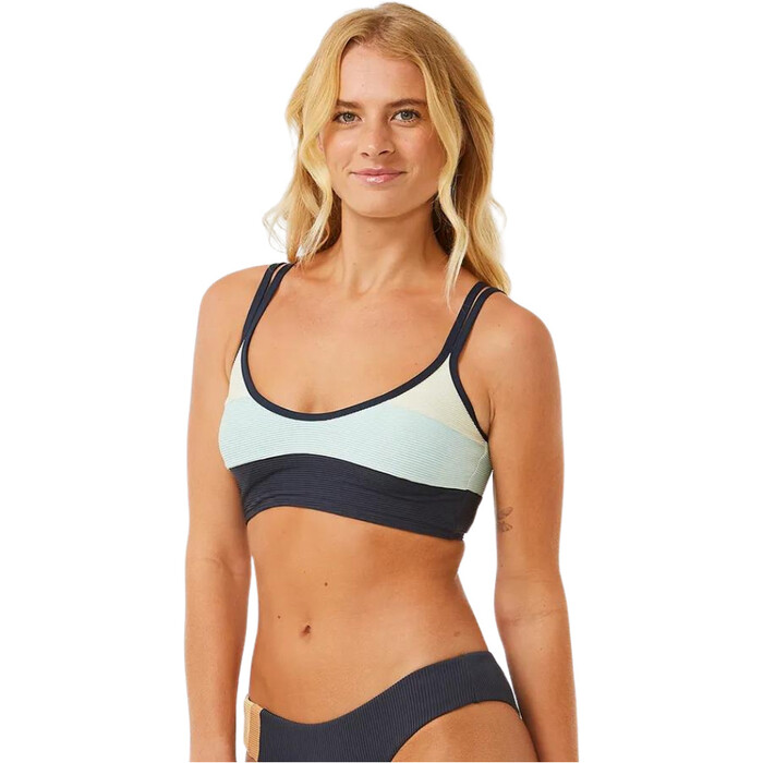 2024 Rip Curl Mujer Block Party Crop Top Empalmado 0DXWSW - Navy