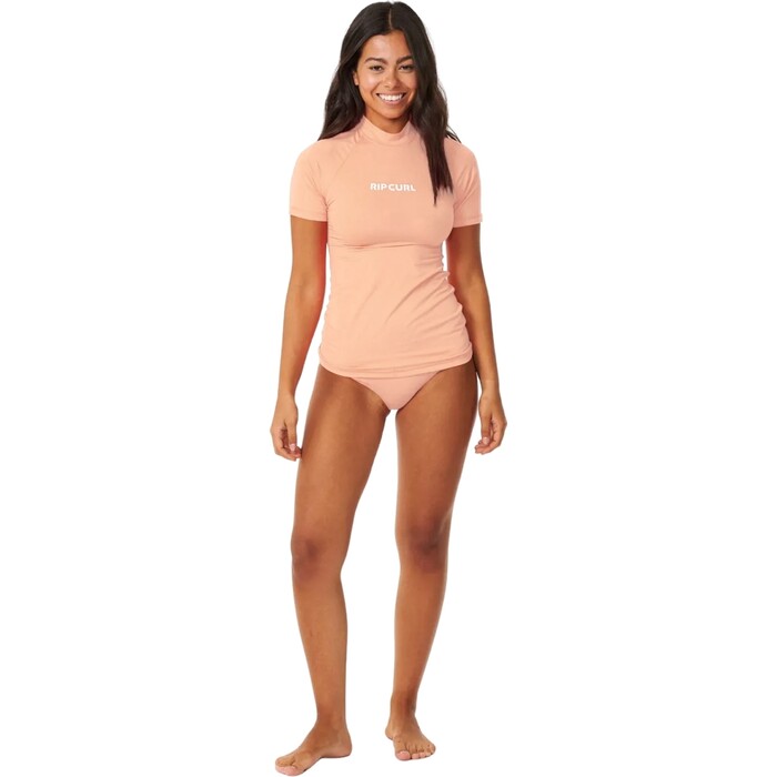 2024 Rip Curl Mujer Classic Surf UPF Chaleco De Lycra De Manga Corta 15HWRV - Bright Peach