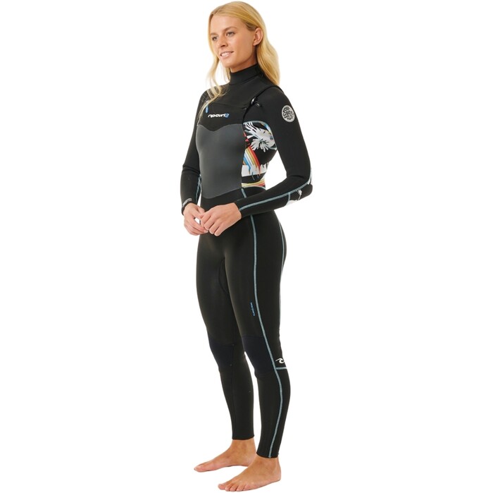 2024 Rip Curl Mujer Dawn Patrol 5/3mm Chest Zip Neopreno 15PWFS - Black / Multi