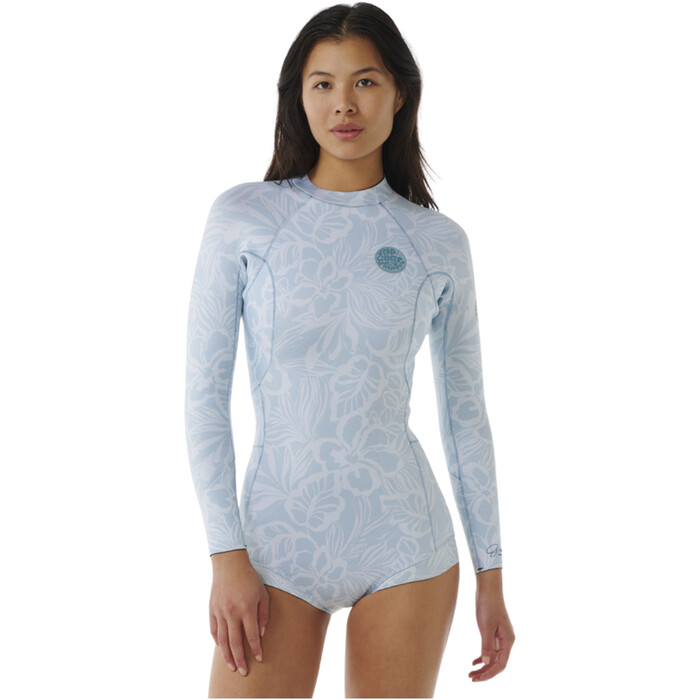 2024 Rip Curl Womens G-Bomb 1.5mm Boyleg Back Zip Long Sleeve Shorty Wetsuit 131WSP - Blue