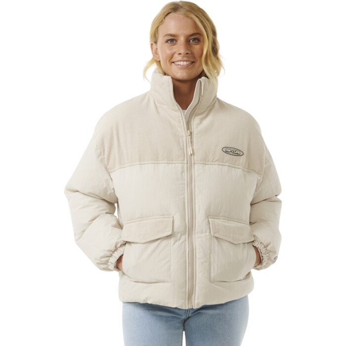 2024 Rip Curl Mujer Puffer De Cordn Mixto High Tide 02DWJA - Off White