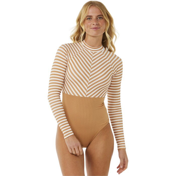 2024 Rip Curl Mujer Traje De Surf Premium De Manga Larga 15CWRV - Light Brown