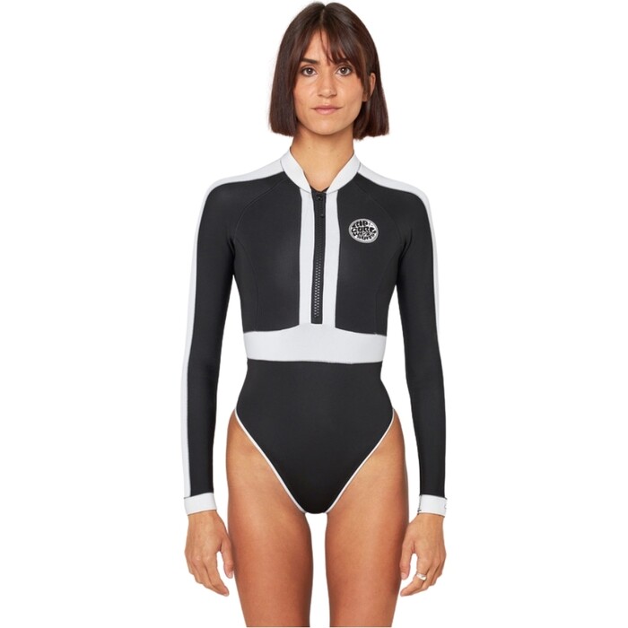 2024 Rip Curl Mujer Rip Curl X Victoria Vergara G-Bomb Front Zip 2mm Traje De Primavera Neopreno 13EWSP - Black / White