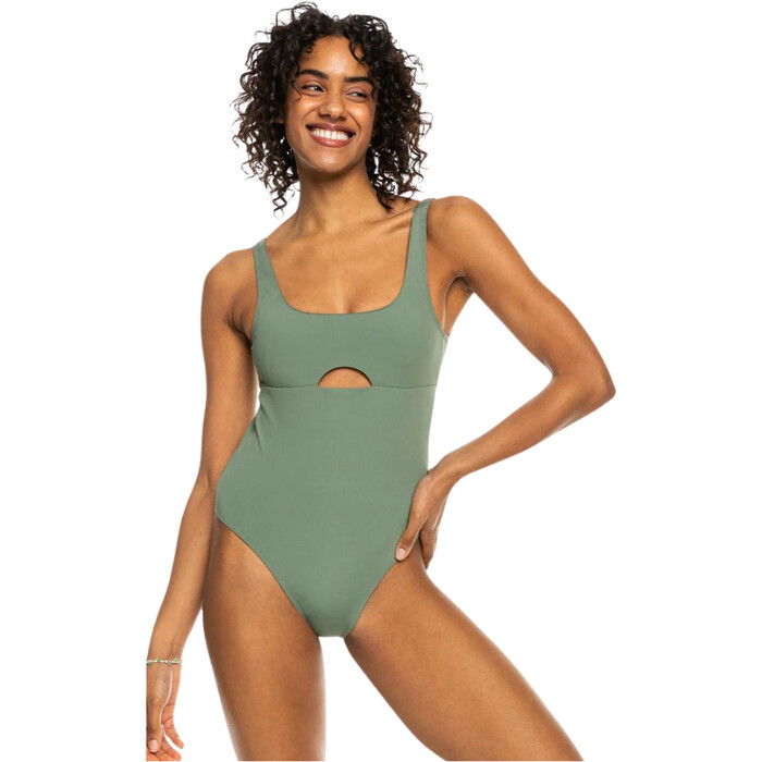 2024 Roxy Pro The Double Line One Piece Swimsuit ERJX103588 - Agave Green