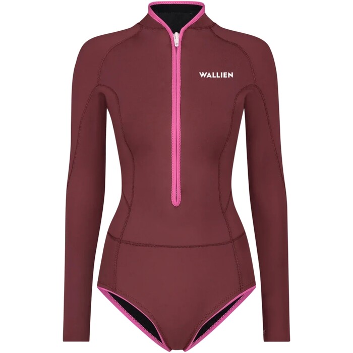 2024 Wallien Womens Horizonia Yulex 1.5mm Front Zip Springsuit Wetsuit 101006011 - Red