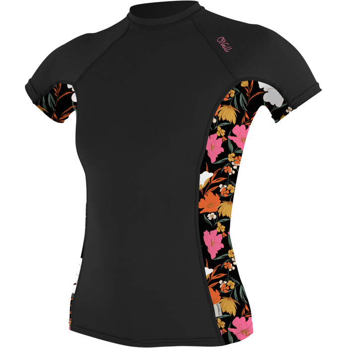 2024 O'Neill Mujer Camiseta De Manga Corta Con Estampado Lateral 5405S - Black / Bluemchen