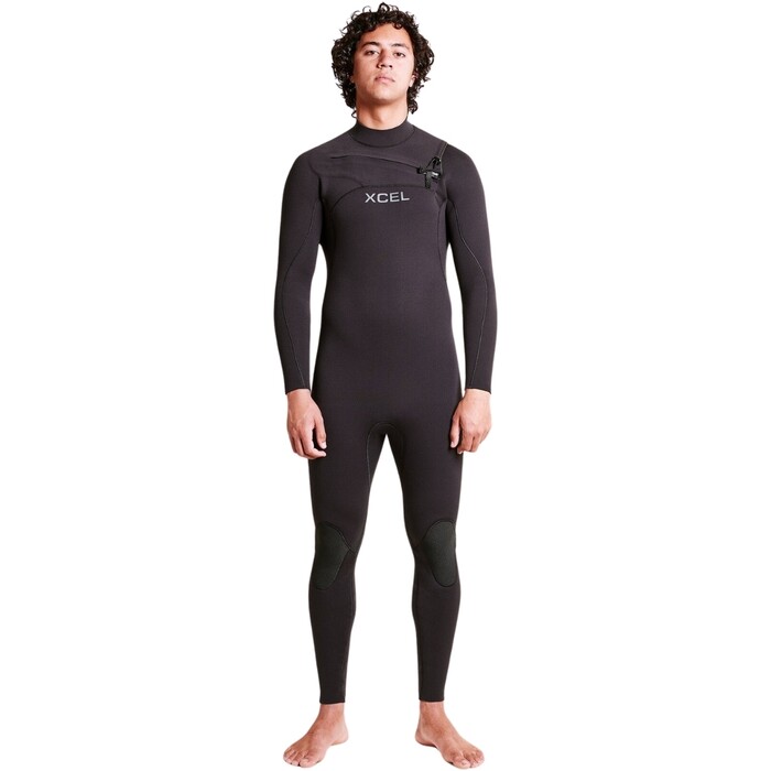 2024 Xcel Mens Comp+ 4/3mm Chest Zip Wetsuit MN43CPC4BK - Black