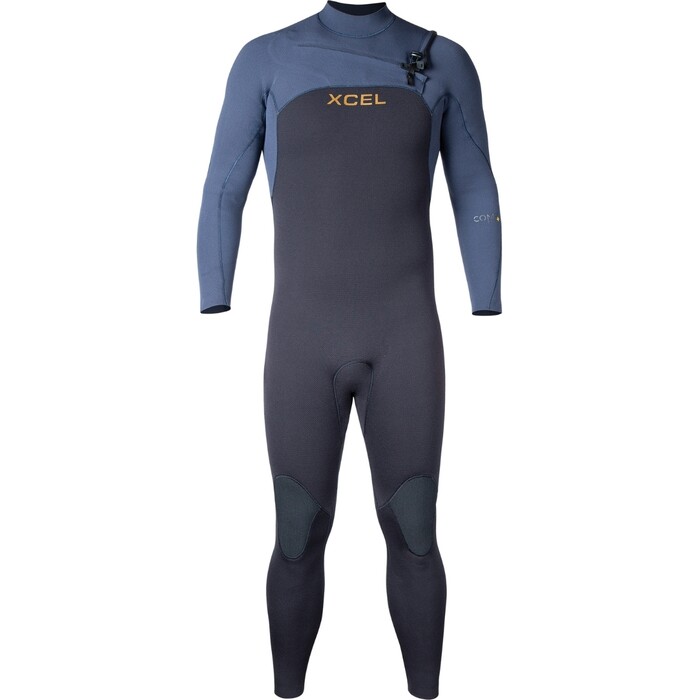 2024 Xcel Mens Comp + 5/4mm Chest Zip Wetsuit MN54CPC4BU - Black / Blue Nights