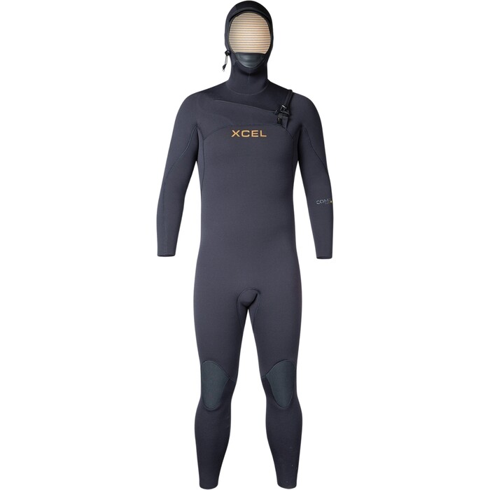 2024 Xcel Hombres Comp+ 5/4mm Con Capucha Chest Zip Neopreno MN54CPH4 - Black