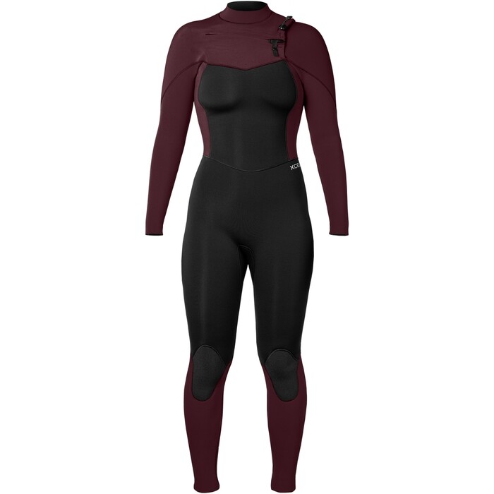 2024 Xcel Mujer Comp 5/4mm Chest Zip Neopreno WN54ZXC4W - Black / Wine