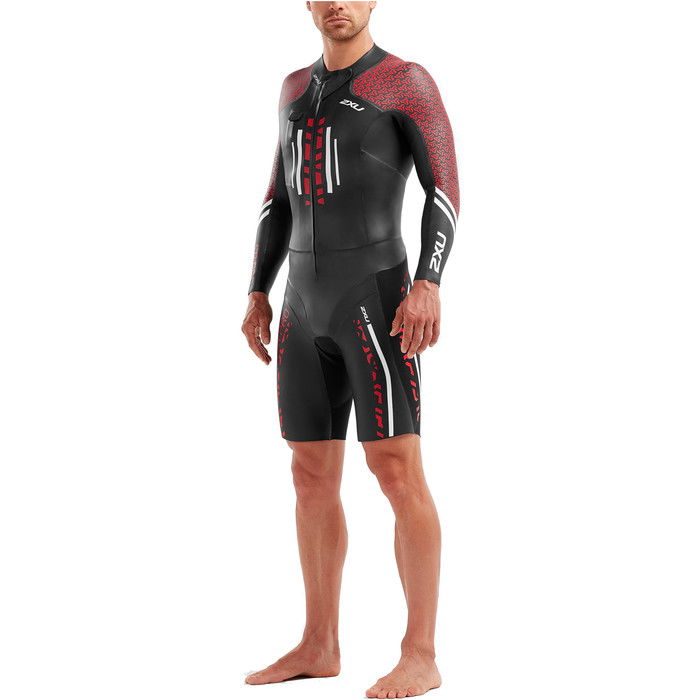 2022 2xu Traje De Neopreno Pro Swim-run Pro Negro / Flame Scarlet Mw5477c Para Hombre